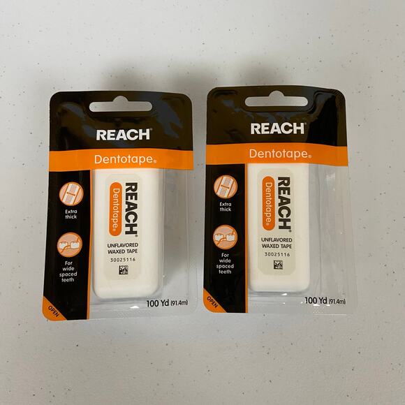 Reach Other - Reach Dental Floss Dentotape Waxed Extra Wide Unflavored 100 Yards Tape 2 Pack
